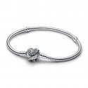 Bracciale con maglia snake e ali a forma di cuore