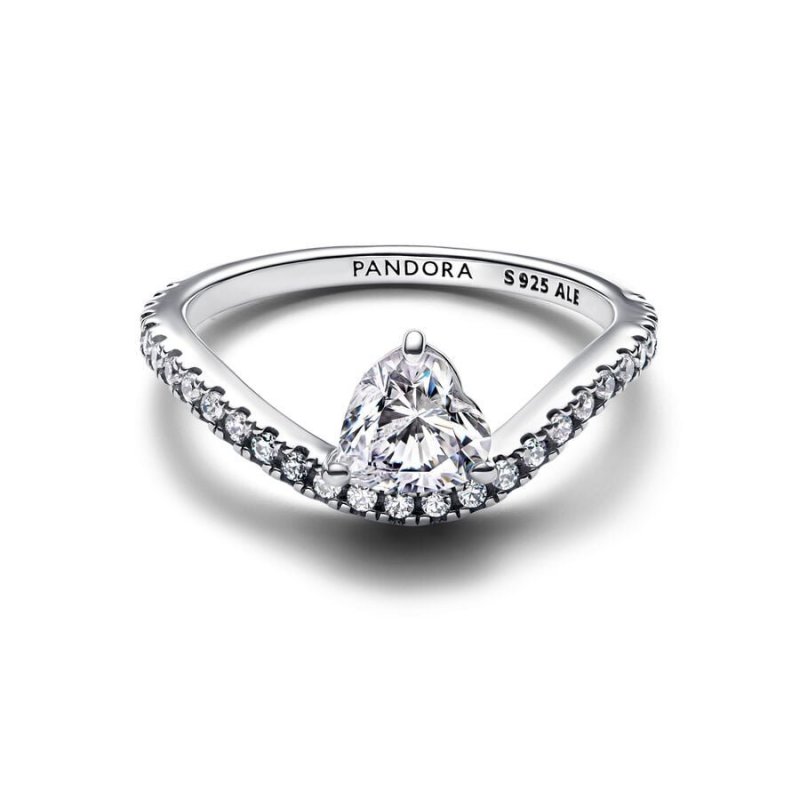 Anello con pavé e cuore ondulato