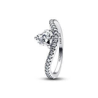 Anello con pavé e cuore ondulato