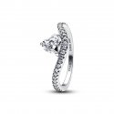 Anello con pavé e cuore ondulato