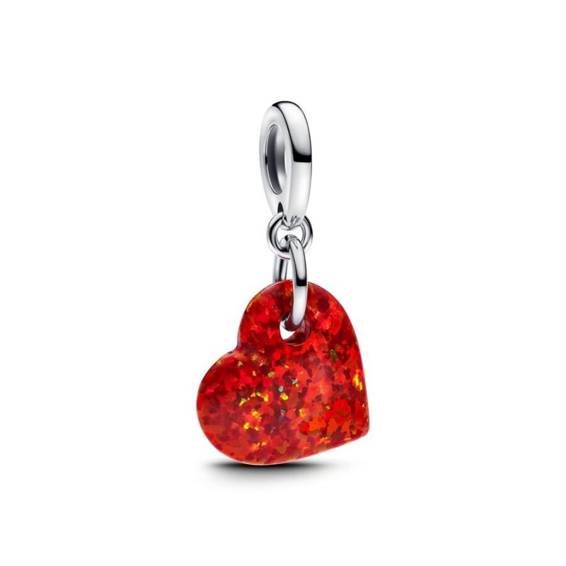 Pendente Cuore Opale Rosso