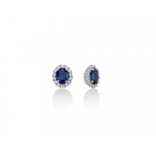Miluna - Orecchini Zaffiri Blu - Oro Bianco - Diamanti