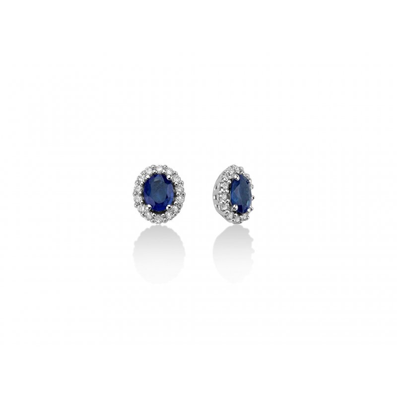 Miluna - Orecchini Zaffiri Blu - Oro Bianco - Diamanti