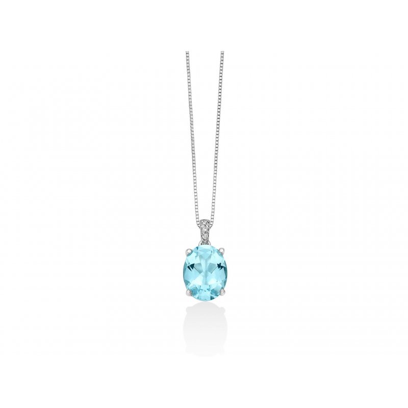 Miluna - Collana Gemma Del Cielo - Oro Bianco - Diamanti