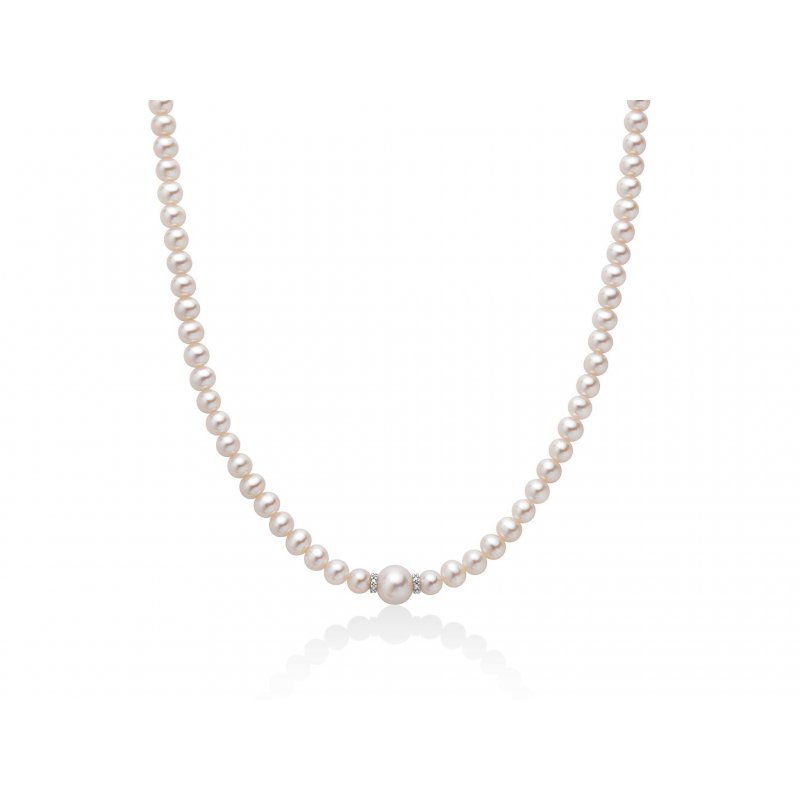 Miluna - Collana Di Perle Oriente - Oro Bianco - Diamanti
