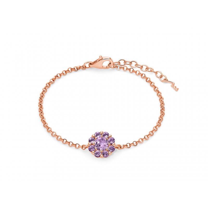 Miluna - Bracciale Ametista Fiore - Argento Rosa