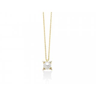 Miluna - Collana Perla Oriente - Oro Giallo - Diamanti
