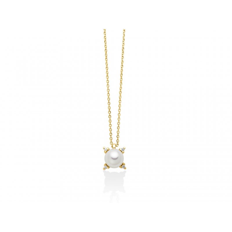 Miluna - Collana Perla Oriente - Oro Giallo - Diamanti