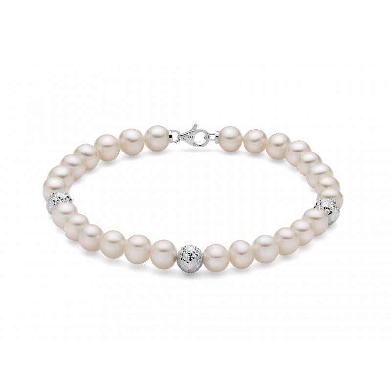 Miluna - Bracciale Di Perle Oriente - Oro Bianco