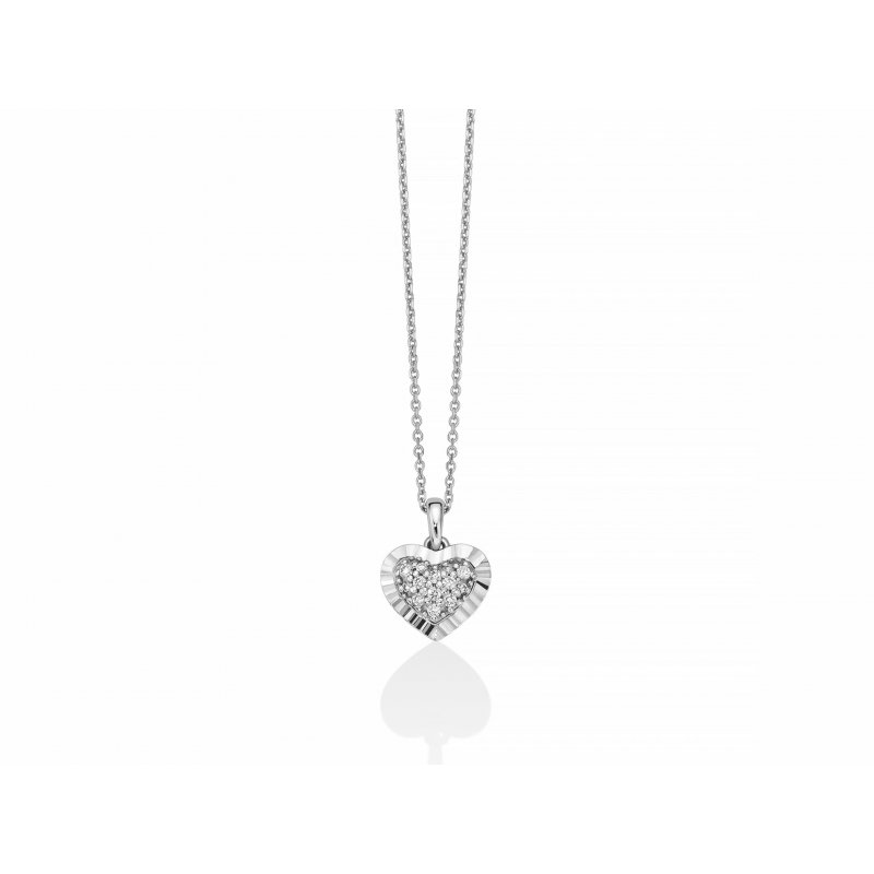 Miluna - Collana Cuore - Oro Bianco - Diamanti