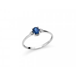 Miluna - Anello Zaffiro Blu - Oro Bianco - Diamanti