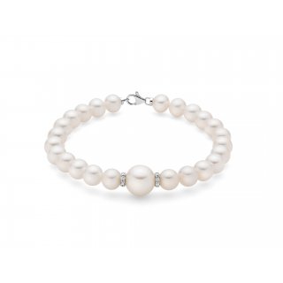 Miluna - Bracciale Perle Oriente - Oro Bianco - Diamanti