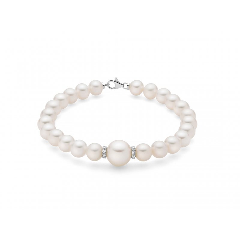 Miluna - Bracciale Perle Oriente - Oro Bianco - Diamanti