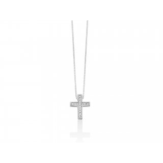 Miluna - Collana Croce Diamanti - Oro Bianco