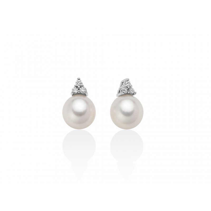 Miluna - Orecchini Perle Oriente - Oro Bianco - Diamanti