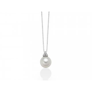 Miluna - Collana Con Perla Oriente - Oro Bianco - Diamanti