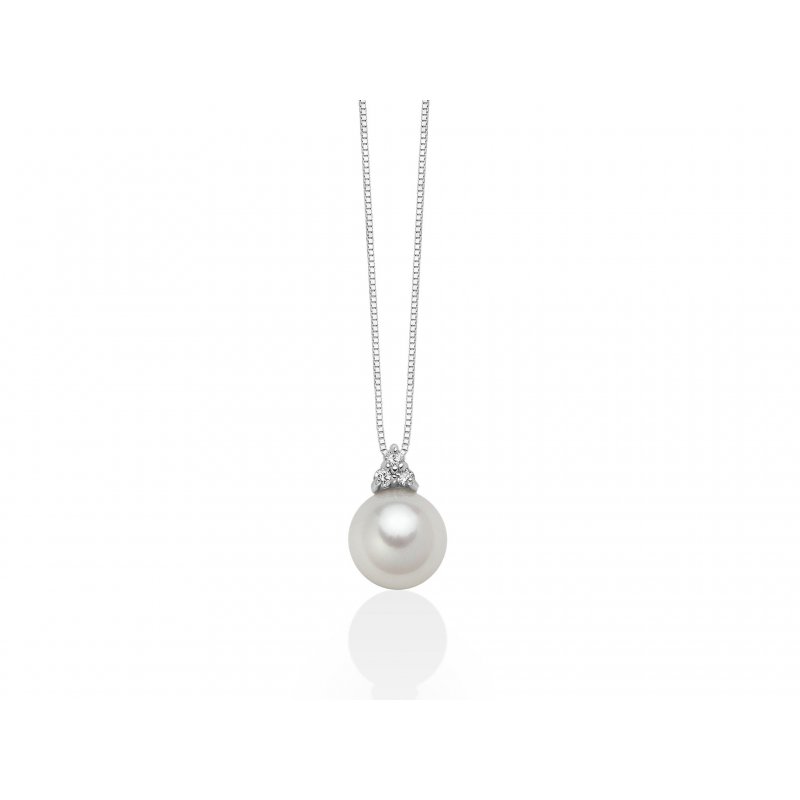 Miluna - Collana Con Perla Oriente - Oro Bianco - Diamanti
