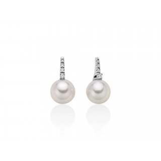 Miluna - Orecchini Perle Akoya - Oro Bianco - Diamanti