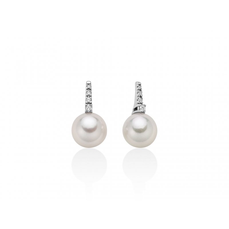 Miluna - Orecchini Perle Akoya - Oro Bianco - Diamanti