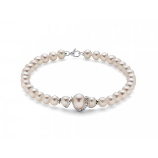 Miluna - Bracciale Perle Oriente - Oro Bianco - Diamante