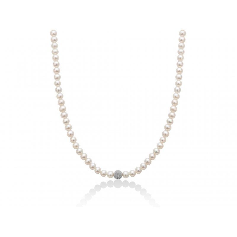 Miluna - Collana Di Perle Oriente - Oro Bianco