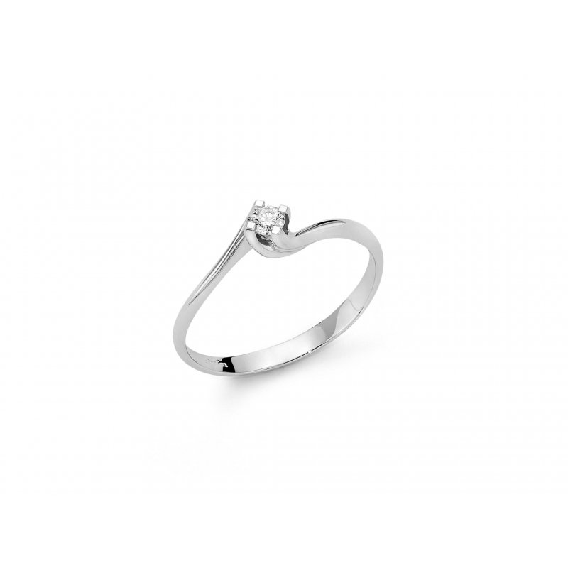 Miluna - Solitario A Valentino - Oro Bianco - Diamante