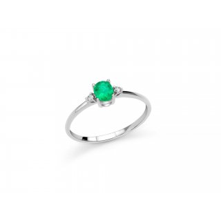 Miluna - Anello Smeraldo - Oro Bianco - Eleganza