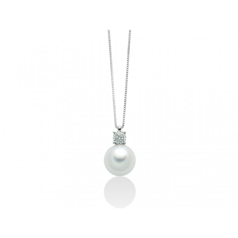 Miluna - Collana Di Perla - Oro Bianco - Diamanti