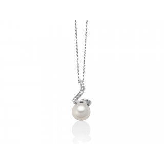 Miluna - Collana Di Perle Oriente - Oro Bianco - Diamante