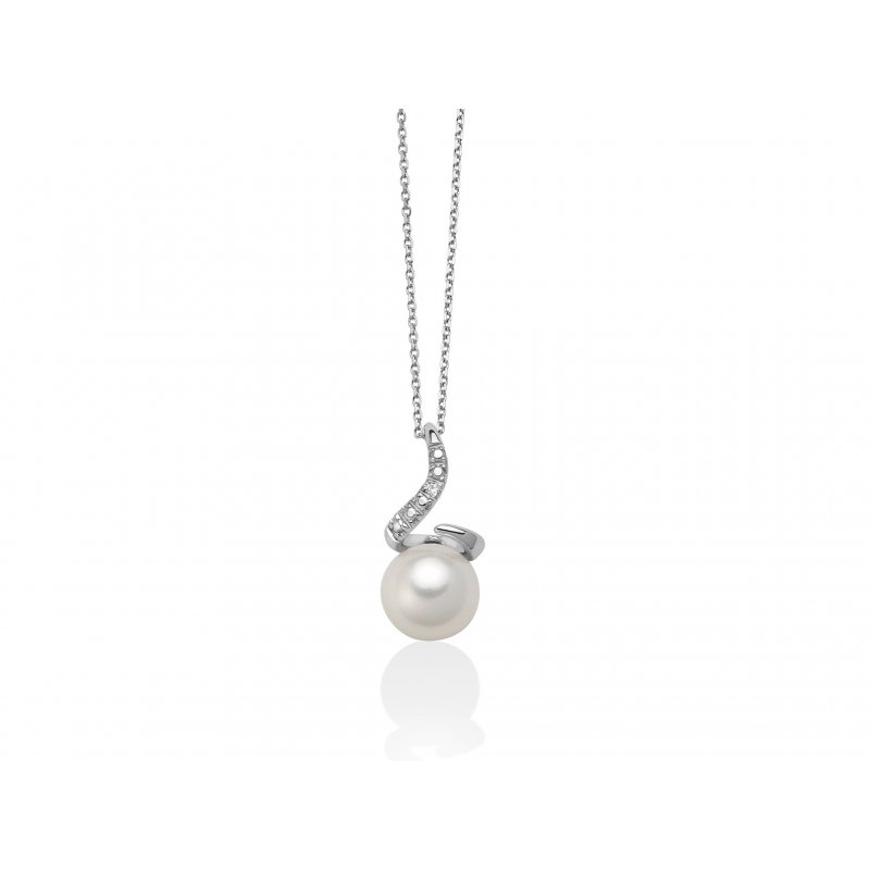 Miluna - Collana Di Perle Oriente - Oro Bianco - Diamante