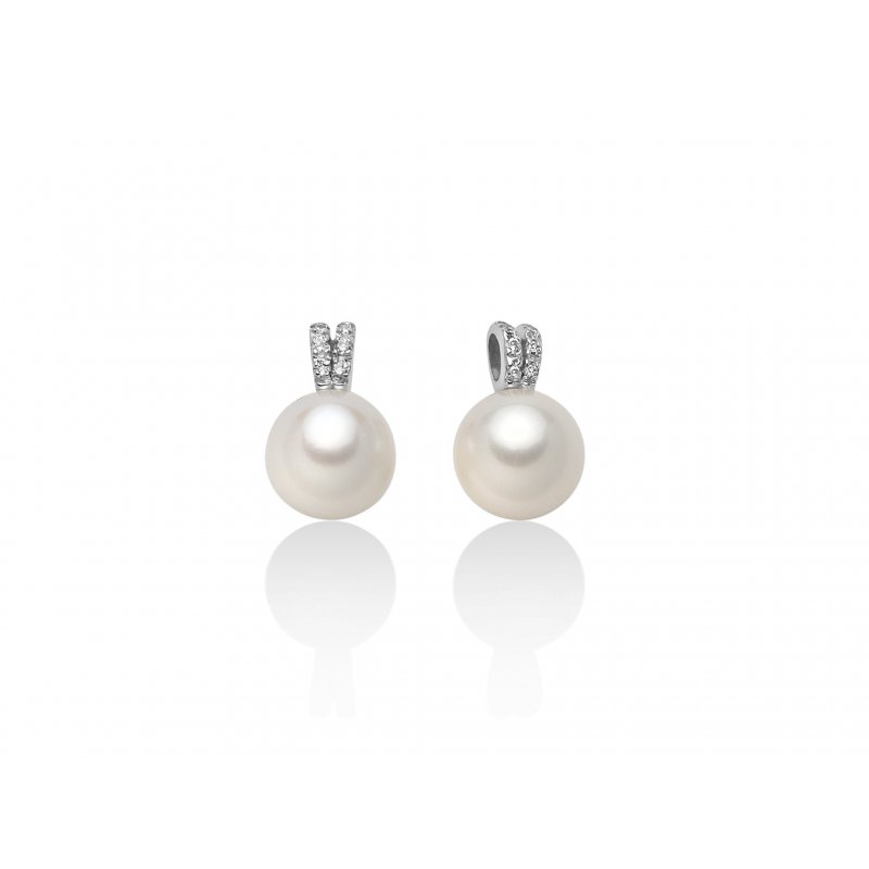 Miluna - Orecchini Perle Oriente - Oro Bianco - Diamanti