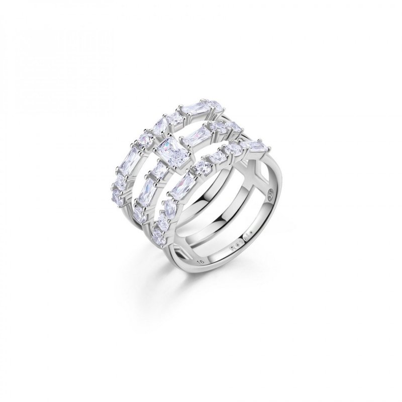 Rosato - Anello Tre Fasce - Argento 925‰ - Zirconi