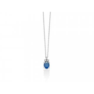 Miluna - Collana Zaffiro Blu - Oro Bianco - Elegante