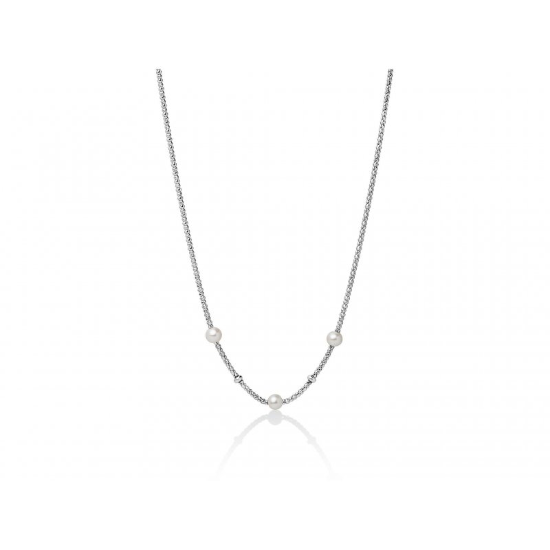 Miluna - Collana Con Catena - Argento - Perle