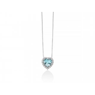 Miluna - Collana Acquamarina Cuore - Oro Bianco - Diamanti