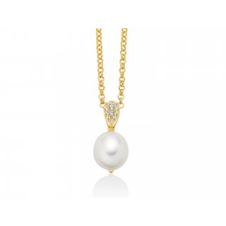 Miluna - Collana Perla Oriente - Argento Dorato