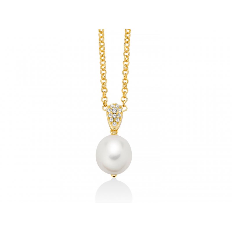 Miluna - Collana Perla Oriente - Argento Dorato