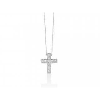 Miluna - Collana Croce - Oro Bianco - Diamanti