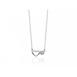 Miluna - Collana Cuori - Oro Bianco - Diamanti
