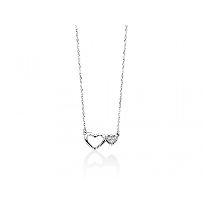 Miluna - Collana Cuori - Oro Bianco - Diamanti