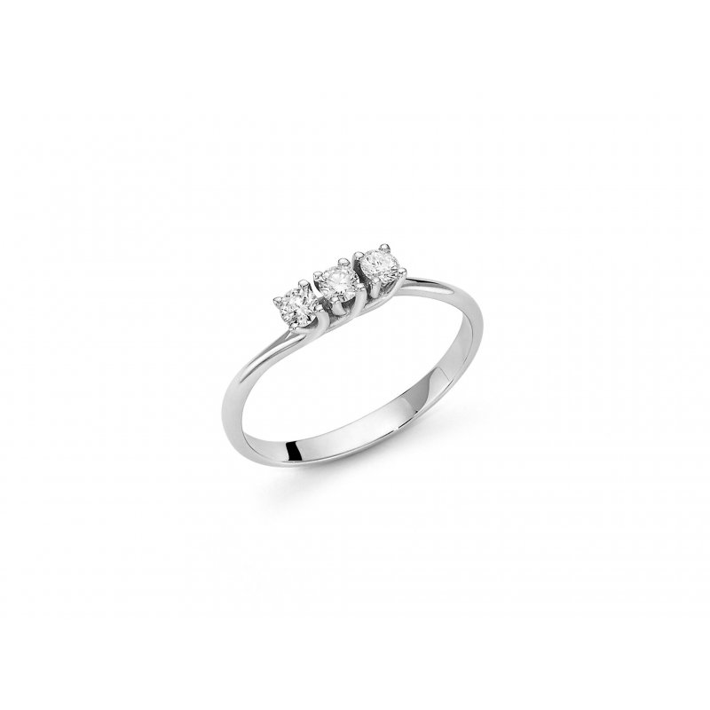 Miluna - Anello Trilogy - Oro Bianco - Diamanti