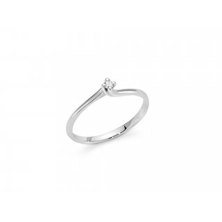 Miluna - Solitario Con Diamante - Oro Bianco - Griffe Arrotondate