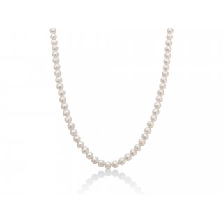 Miluna - Collana Filo Di Perle - Oro Bianco