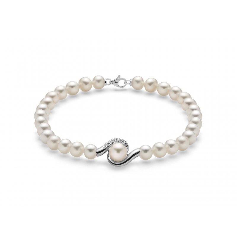 Miluna - Bracciale Di Perle - Oro Bianco - Diamante