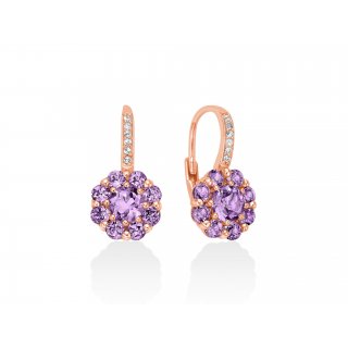 Miluna - Orecchini Ametista Fiore - Argento Rosa