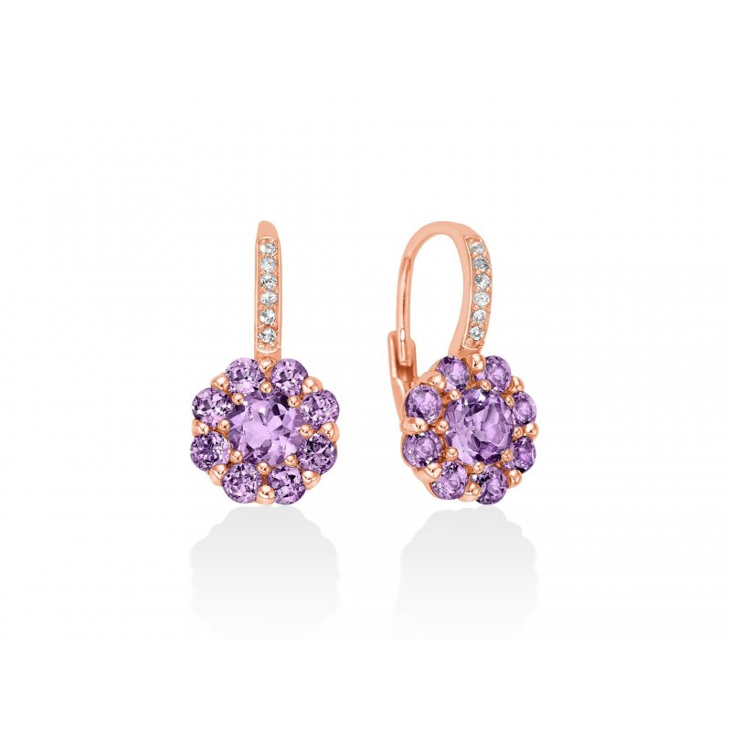 Miluna - Orecchini Ametista Fiore - Argento Rosa