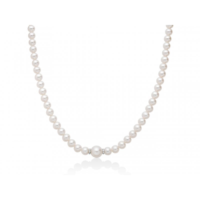 Miluna - Collana Perle Oriente - Oro Bianco - Diamanti