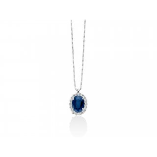 Miluna - Collana Zaffiro Blu - Oro Bianco - Elegante