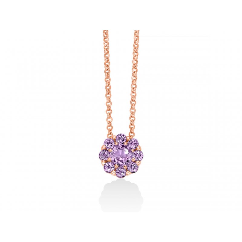 Miluna - Collana Con Ametista - Argento Rosa