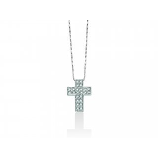 Miluna - Collana Croce - Oro Bianco - Diamanti